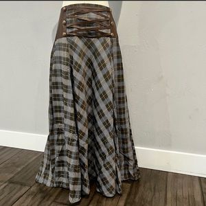Scarlet Darkness Goth Brown Plaid Maxi Skirt - Size 2X